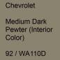 Preview: Chevrolet, Medium Dark Pewter (Interior Color), 92 / WA110D.